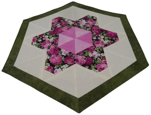 Patchworkdecke mit Blumenmotiv in der Mitte, Rosen, Angelika Patschi