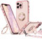 XYZ iPhone 12 Pro Max Case with Stand, Heart Lanyard for Women, Luxury Cute Bling Protective Cover, Pink