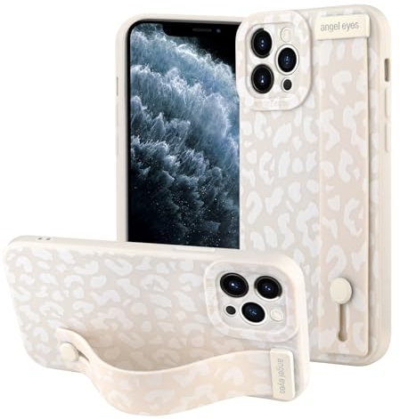 OOK Compatible with iPhone 11 Pro Leopard Case with Wrist Strap, White Leopard Cheetah TPU Shockproof Protection Slim Cover with Camera Protection for Women Girls, for 5.8inch