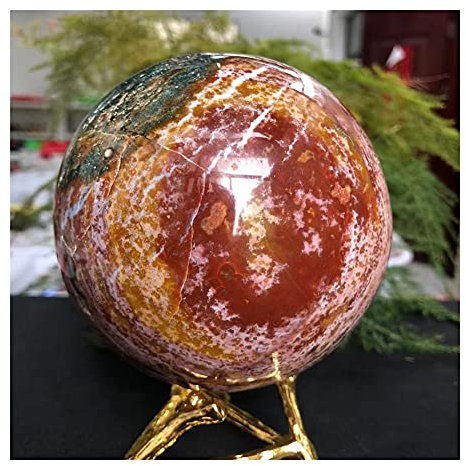 AUOQKQUT Cristallo Naturale Grezzo Cristallo Naturale Pietra Grezza Diaspro Marino Naturale Agata Sfera di Pietra Sfera di Cristallo di Quarzo 1pz 9-10 cm Decorazioni per la casa