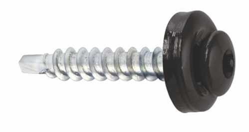 KLIMAS Spenglerschrauben Trapezblechschrauben Bohrschrauben mit EPDM Dichtscheibe für Holzunterkonstruktionen Torx TX-20 (RAL9005 - Tiefschwarz)