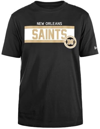 NEW ORLEANS SAINTS Unisex NFL Regular High Density Ink Screenprint Front Graphic Original Team Color T-Shirt, Schwarz, XL EU