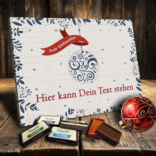 Postalo Tisch-Adventskalender personalisierbar mit individuellem Text. Weihnachtskalender mit Schokolade - Maritim - ca. 22×16×1 cm