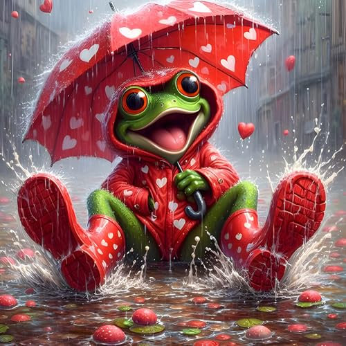 DAERLE Diamond Painting Kits für Erwachsene, Lustiger Frosch, 5D Süßer Frosch Diamant Malerei Set, DIY Diamantmalerei Basteln Bilder Arts als Geschenk für Home Wand Décor 30x30cm