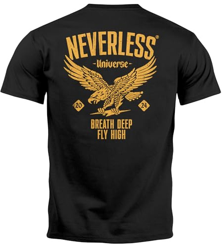 Neverless® Herren T-Shirt Backprint Herren Adler Eagle Print Retro Design Rückenaufdruck Männer Fashion Streetstyle