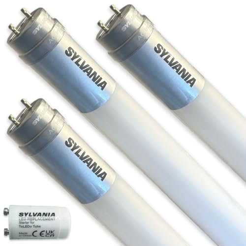 SYLVANIA LED T8 Röhre 45cm | 4000K Neutralweiß | Neonröhre Ersatz | 950 Lumen | 6,3 Watt | Leuchtmittel mit Starter | 3er Pack