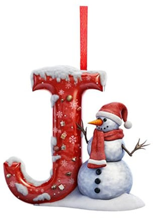 26 Letter Christmas Ornaments, Personalised Tree Decorations DIY Hanging Letter Ornaments (J)