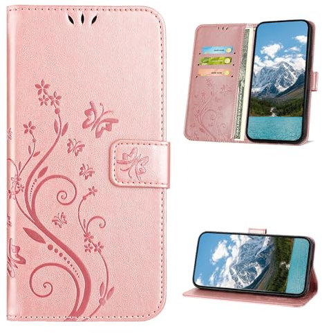 XINQCASE Cover per Huawei P30 Lite, Custodia a Portafoglio in Pelle PU [Slot per Schede], Cover a Libro Flip Caso Custodia per Huawei P30 Lite, Oro Rosa
