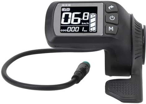 Srliya Elektrofahrrad-LCD-Display, 2-in-1, Wasserfest, 5-poliger Anschluss, Elektrofahrrad-Display mit LCD, Geschwindigkeits- und Batterielevelsensor, Lenkermontage, Buttons, Schwarz
