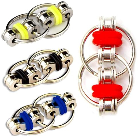 4 Pack Flippy Chain Fidget Toy - Perfect for ADHD, Anxiety, and Autism - Bike Chain Fidget Toy Stress Reducer for Adults and Kids