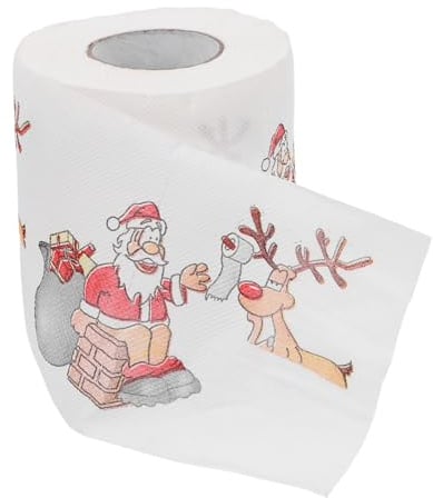 Healeved Christmas Themed Tissue Roll Cartoon Printed Toilet Paper for Kitchen Bathroom Xmas Santa Printed Paper