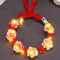Zoestar Leuchtender Blumenkronen-Stirnband, LED-Kranz, Stirnbänder, Brautschmuck, Blumen-Kopfschmuck, Festival-Girlande, Kopfschmuck, Haarschmuck für Damen, Rot, Einheitsgröße
