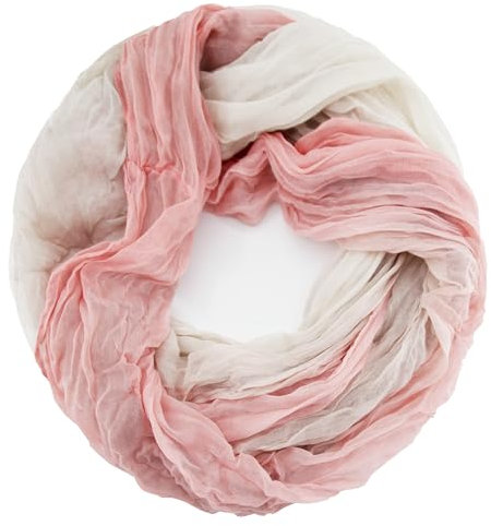 Gloop Damen Schal leichter Loop schal Schlauchschal Tuch mit Farbverlauf Viele Farben (Cream-Hellrosa)