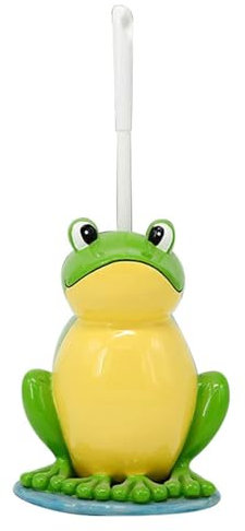 WC-Bürstenhalter-Set, Motiv: sitzender Frosch, kreatives Cartoon-Design, für Badezimmer, WC-Bürste, Haushalt, kompakte WC-Bürste, WC-Bürstenhalter, WC-Bürsten-Reinigungswerkzeug (B)