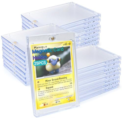 25 Stück Magnetic Card Holder, 35PT Magnetischer Kartenhalter, Sammelkarten HüLlen, UV-Schutz Kunststoff Kartenhüllen Halter, Transparent Karten Sleeves für Pokemon, Yugioh, Baseball Karten Toploader