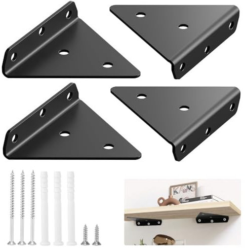 ZONJIE Supporto per mensole invisibile, 4 pezzi, triangolare, per scaffali sospesi, per scaffali nascosti, per scaffali nascosti, per scaffali di immagazzinaggio, libreria