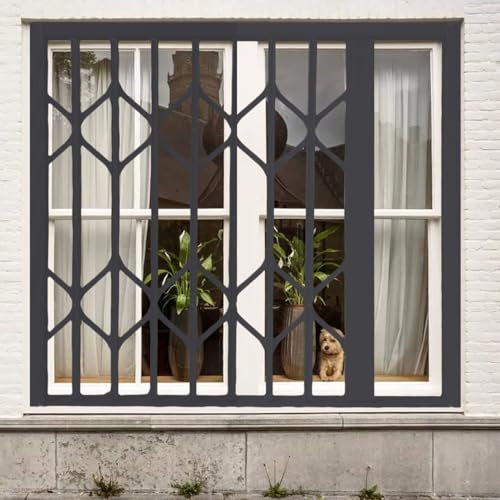 Fenstergitter Einbruchschutz Faltbare Fenstergitter mit Schloss für Wohnungen, Einbruchschutz, Hochbelastbares, Ausziehbares Fensterschutzgitter für Keller/Schuppen, Einfache Montage(32x37in/81x94cm)