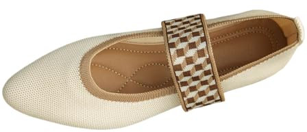 Ballerinas Mit Riemchen Damen, Ballerinas Damen Halbschuhe Damenschuhe Barfuss Sommerschuhe Ballerina Schuhe Sportlich Tanzschuhe Mary Jane Sommer Balerinaschuhe Hochzeitsschuhe Brautschuhe, Beige, 42