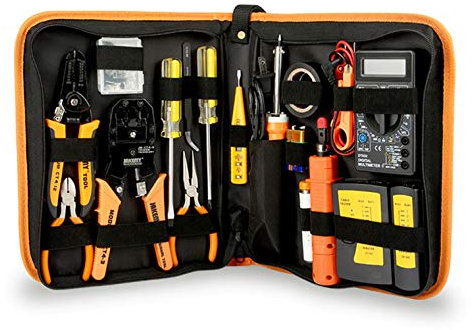 Generisch Professionelle Netzwerk -Tools mit RJ45 Crimper Plug Crimping Tool, Lötkit, digitalem Multimeter, einstellbares Temperaturschweißwerkzeug - Tragbares Netzwerk -Tool -Kit von RJ45