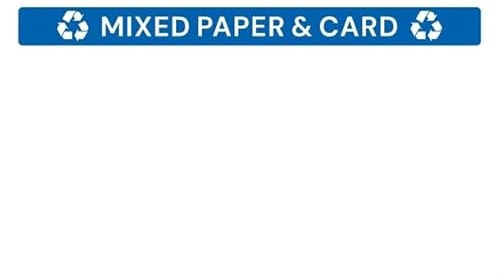 Jantex Slim Bin Lid Label for Mixed Paper & Card, Blue, JB491 | Self-adhesive backing applies instantly to recycle bins, guiding staff to sort office waste and reduce cross-contamination.