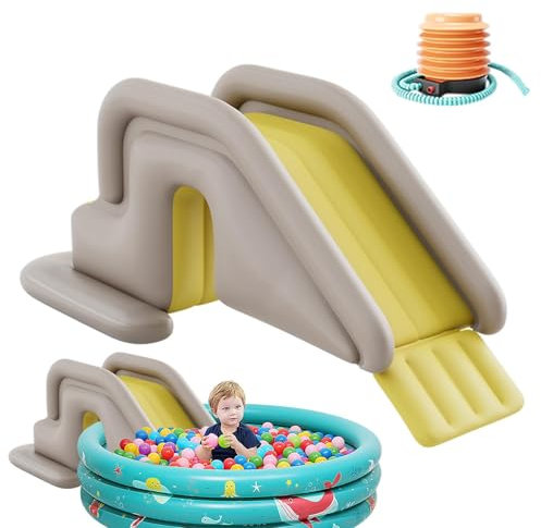 Inflatable Slide, PVC, Multicoloured, 200 x 80 x 85 cm, Tilt Protection Slides, Inflatable Slides for Ground Water Play Centres and Recessed Pools
