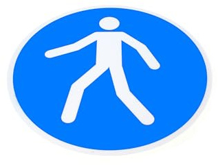 Djois, 197651 - Selbstklebendes Sicherheitspiktogramm Fußgängerüberweg nutzen, Blau, Weiß, 1 Stück, Langlebiges PVC, Rutschfest, NF EN ISO 7010 Standard, Innenbereich, Lager, Fabriken