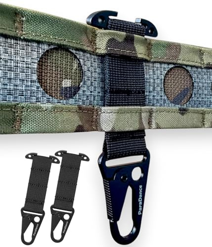 ParaDance Tactical MOLLE Accessories Clip T-Mount Clash Hook, Glove Clips MOLLE Key Holder with Hanging Carabiner, For Plate Carrier Duty Belt Battle Belt Backpack, Tactical Vest Gear Clip Accessories