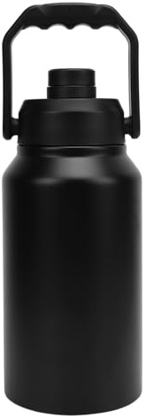 Goshyda Borraccia Termica in Acciaio Inox da 3 Litri, Mantiene il Freddo per 48 Ore e il Caldo per 24 Ore, Tazza Sportiva con Manico, per Viaggi, Campeggio, Palestra e Fitness (BLACK)