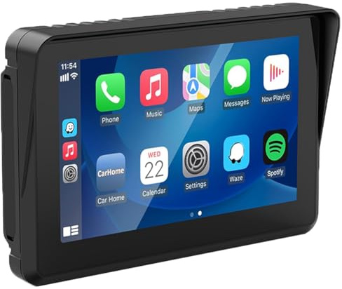 Aboiled GPS para moto con pantalla táctil CarPlay, CarPlay inalámbrico y estéreo portátil de Android Auto, 5 impermeable, Bluetooth dual