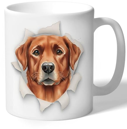 Dog Lovers Collection Cute Funny Fox Red Labrador Mug Torn Paper Gifts Present Ceramic 10oz/300ml