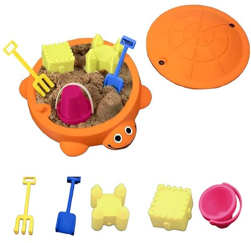 Mini Turtle Sandbox Desk Toyw, Cute Zen Garden Kit with Rake & Small Tools, Portable Turtle Shell Storage, Desk Decor, Portable Turtles Shell Storage, Relaxation Gift for Home Office (Orange)