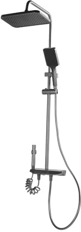 Luocute Thermostatisches Duschsystem, Hochdruck-Duscharmatur-Set mit Regenduschkopf und Handbrause, für Badezimmer zu Hause, Grau