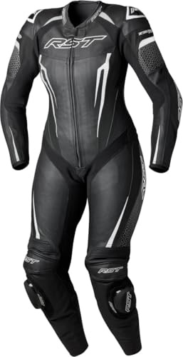 RST Tractech Evo 5 1-Piece Women's Motorcycle Leather Suit, Black/White, M