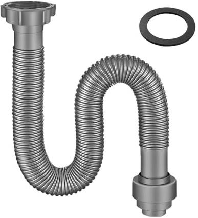 Ctyjia 1 Pièces Siphon Flexible Étanche aux Odeurs, Diamètre Intérieur Fileté 45mm Tuyau D’évacuation Flexible, pour la Cuisine, la Salle de Bain, les, 60cm