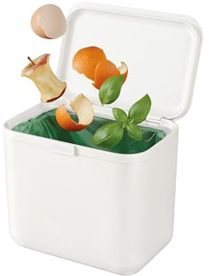 ReBorn Recycled Kitchen Food Waste Bin 5L Caddy Lidded Made in UK - Stone