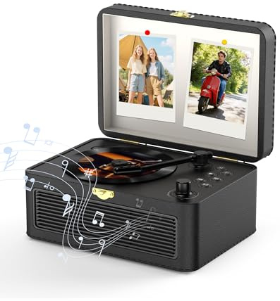 KOVCDVI Retro CD Players for Home with Bluetooth, Radio & Speakers Black | CD-Player Portable with PU Leather, Remote Control, Support CD/USB/AUX Playback, Hi-Fi Stereo System, Headphone Jack