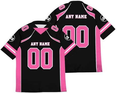 Magliette Personalizzate Maglie da Football Americano Magliette Sportive Unisex ad Asciugatura Rapida, Adatte per allenamenti e Partite Stampa Personalizzata di Nome e Numero Nero