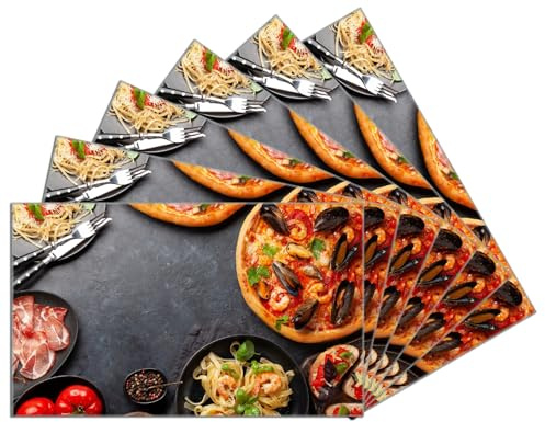 Wallario 6er Set Frühstücksbrettchen aus Glas, Glasunterlage, Glasbrettchen Italienischer Genuss, Größe 14 x 23 cm, Sicherheitsglas