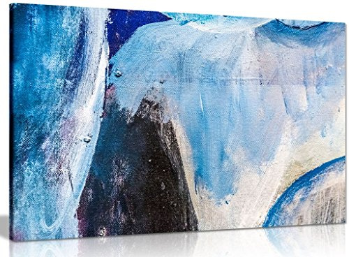 Blue Wall Art Abstract Canvas Wall Art Picture Print (24x16in)