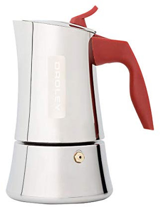 Oroley - Cafetera Italiana Stilla | Acero Inoxidable | 4 Tazas | Cafetera Inducción, Vitrocerámica, Fuego y Gas | Estilo Tradicional
