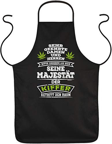 Tini - Shirts Cannabis Motiv Schürze - Kiffer Kochschürze Marihuana : ...Seine Majestät der Kiffer betritt den Raum - Party-Schürze Hanf/Weed/Gras