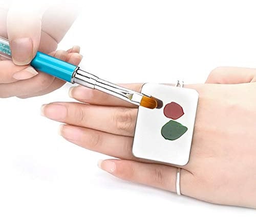 Hilai Nail Art Palette Ring - Stainless Steel DIY Art Design Paint Mixing Tool