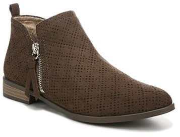 Dr. Scholl's Shoes Women's Rate Zip Booties Ankle Boot, Chocolate Brown Microfiber Perforated, 8.5 US