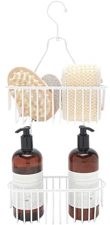 simplywire – Organizador de ducha colgante con dos niveles – Antioxidante – Blanco