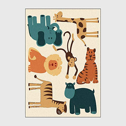 SRTJURFG Kinderteppich große Baby-Spieldecke modernen Design Baby Krabbeldecke Niedliche Cartoon-Löwen-Pferd-Elefant-Affen-Giraffe 160×200M
