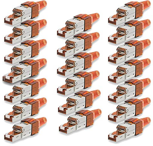 UC-Express Netzwerkstecker CAT7 RJ45-20x RJ45 Netzwerk Stecker Steckverbinder - werkzeuglos - geschirmt - mit Zugentlastung - CAT 7 CAT7a LAN Netzwerkkabel