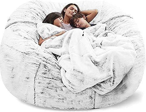AADECOR 5/6/7ft Giant Bean Bag Stuhl für Erwachsene Waschbarer Jumbo Bean Bag Sofa Sack Stuhl (Keine Füllung) Wohnzimmer Möbel Party Leisure Furry Soft Bean Bag Sofa Cover,E-6FT