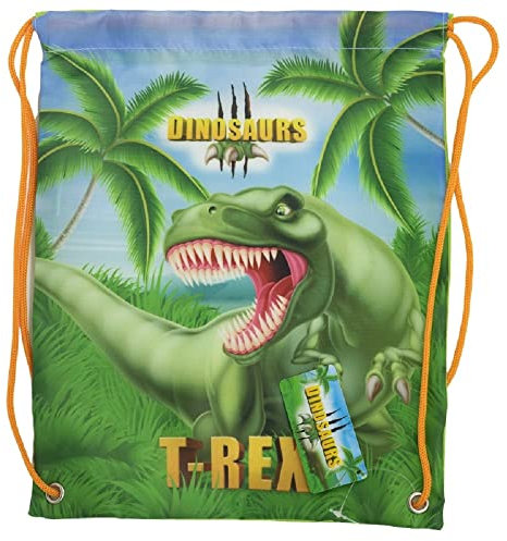 Premium Kinder Turnbeutel Dinosaurier T-Rex Unisex Tasche | Kindergarten, Krippe, Reise, Sport | geeignet als Gymsack, Rucksack, Spieltasche, Sportbeutel, Schuhbeutel - für Mädchen und Jungen