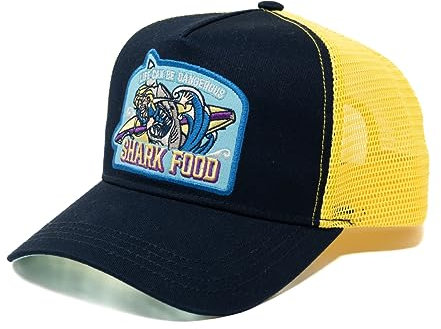 Crafton Shark Food Mesh Trucker Cap - Baseball Cap - Unisex - atmungsaktiv - individuell verstellbar - für Damen und Herren Farbe: Shark Food - Navy/Yellow