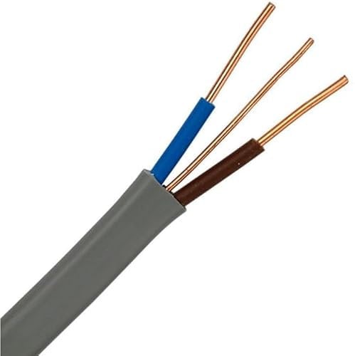 2.5mm Twin and Earth Electric Socket Wire Cable Flat Grey PVC Lighting Electric Cable 6242Y Electrical BASEC Approved UK STOCK - 10 Meters